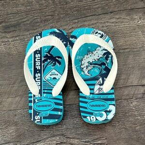 Havaianas Toddler‎ 10C Teal Blue Surf Thong Flip-Flop Sandals